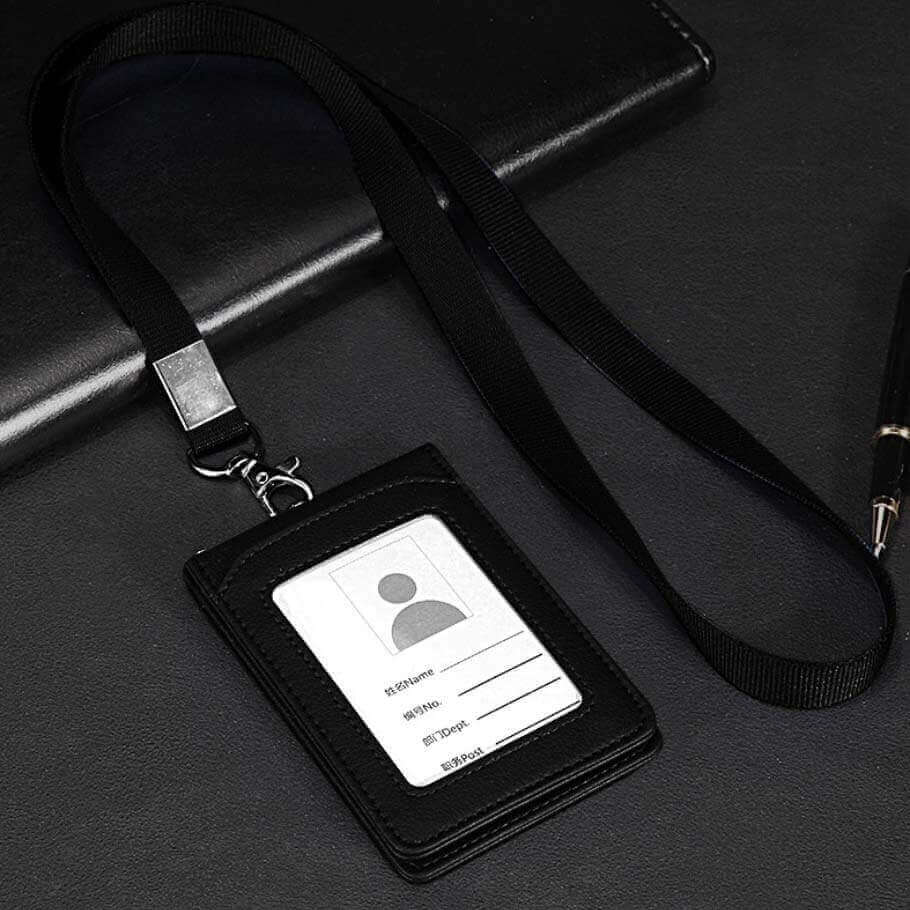 Double Layer PU Leather ID Card Hoder | Name Badge ID Card Holder