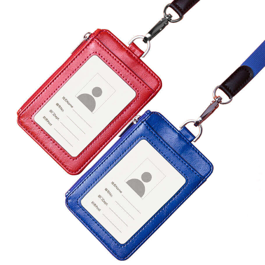 Premium Wallet PU Leather ID Card Holder ID Badge Holder With Zipper