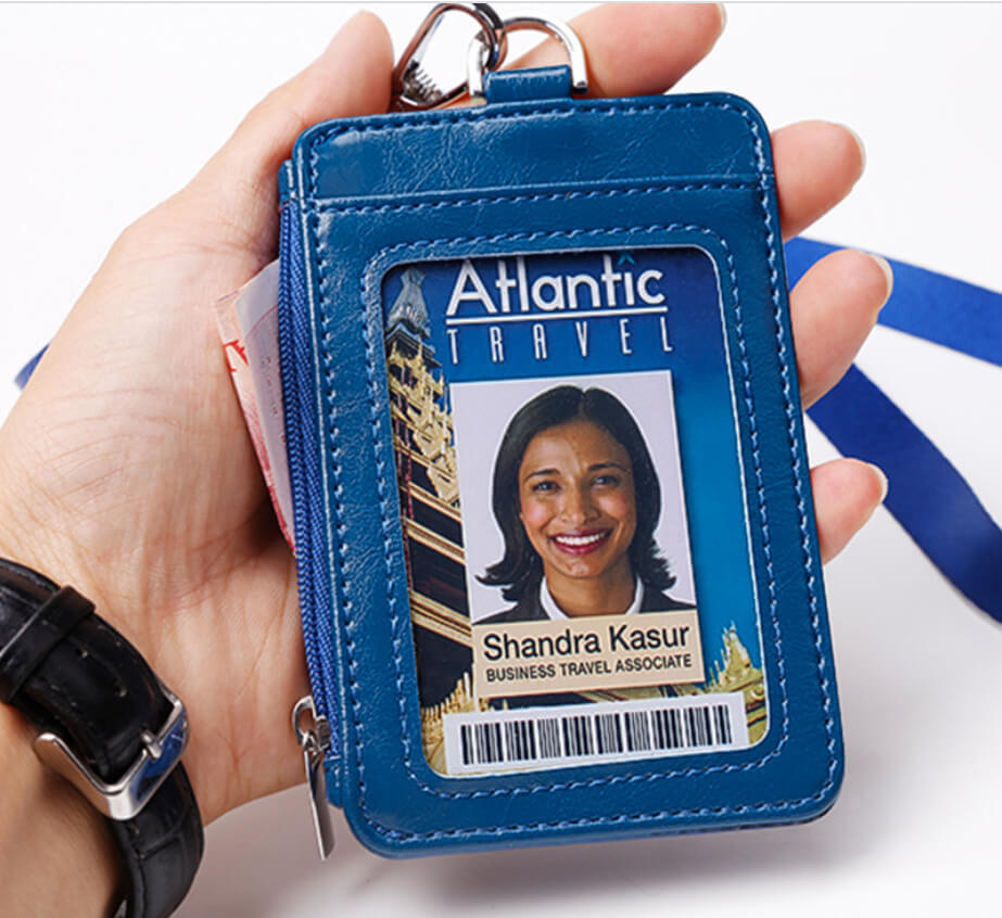 Premium Wallet PU Leather ID Card Holder ID Badge Holder With Zipper