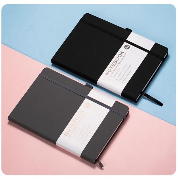 pu leather notebook black grey