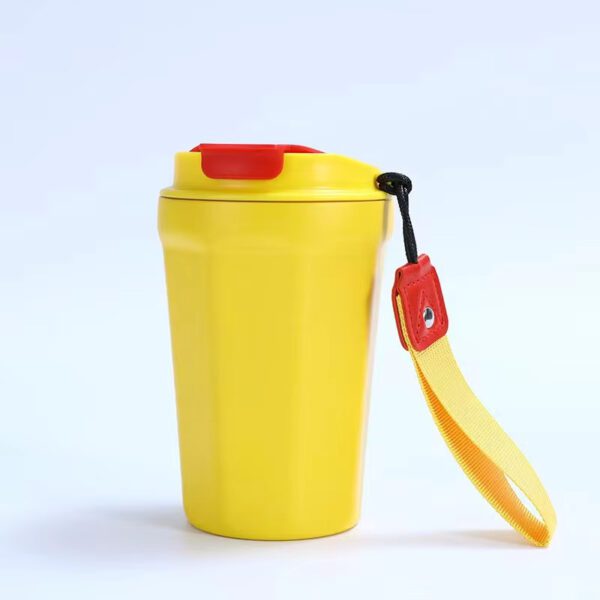 stainless steel thermos coffee mug with lid yellow